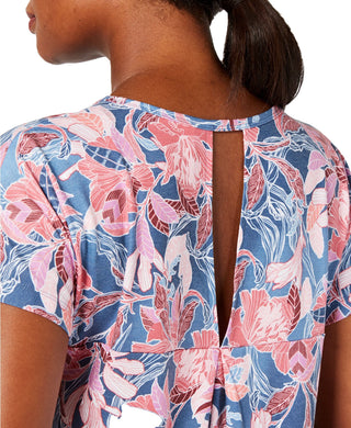 Blusa feminina Ideology com estampa de flor de parede e decote em V nas costas, tamanho grande
