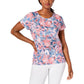 Blusa feminina Ideology com estampa de flor de parede e decote em V nas costas, tamanho pequeno