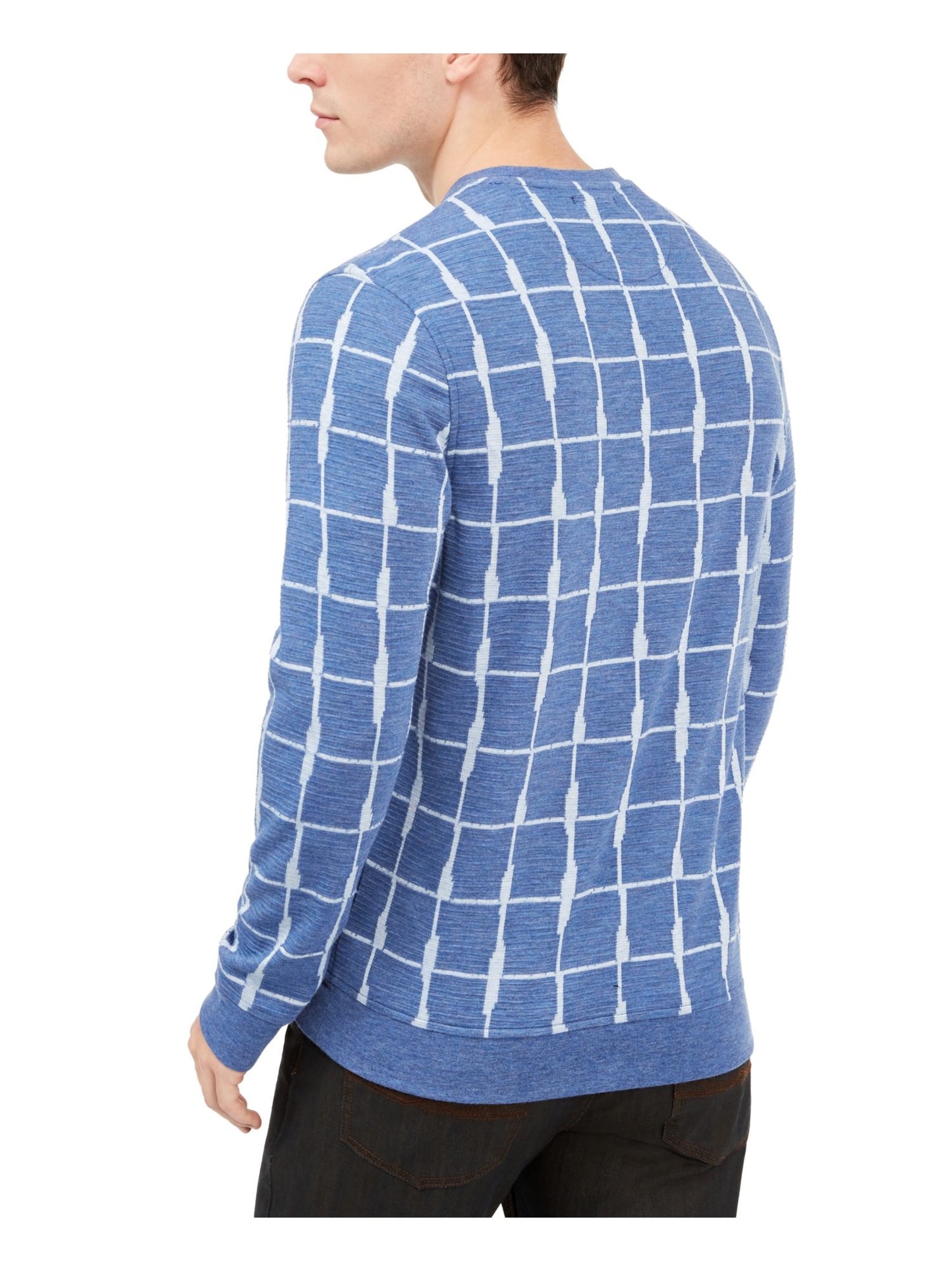 Pulôver Alfani Masculino Texturizado em Grade Jacquard Azul Tamanho Médio