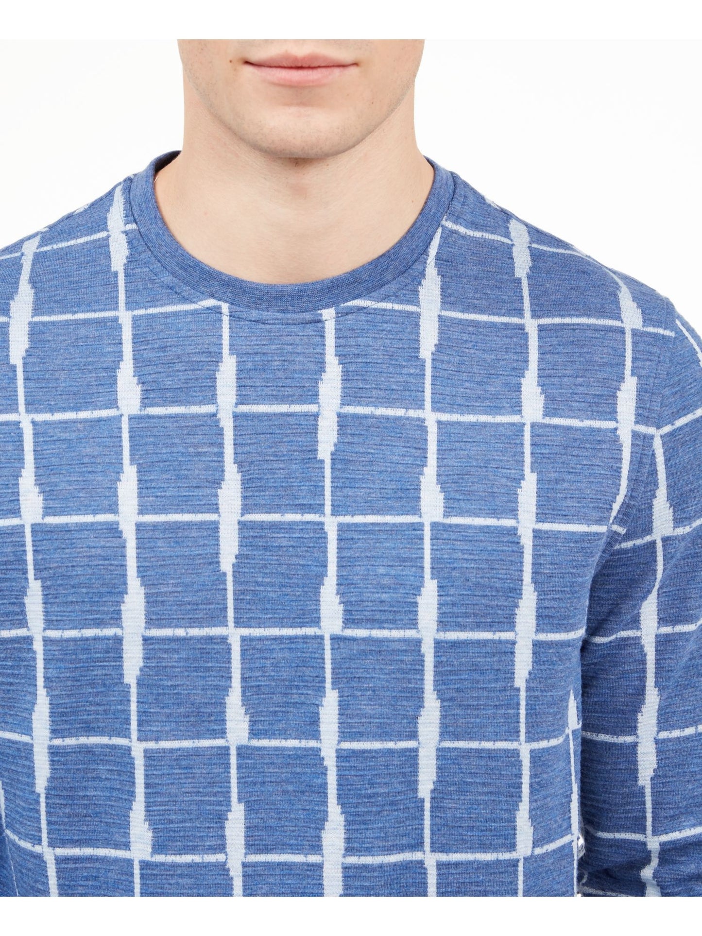 Pulôver Alfani Masculino Texturizado em Grade Jacquard Azul Tamanho Médio