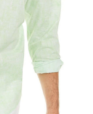 Camisa xadrez abstrata de corte clássico Alfani masculina, cor óxido de limão, tamanho pequeno