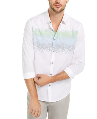 Alfani Men's Classic-Fit Abstract-Stripe Shirt White Size Large