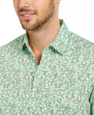 Camisa Alfani Masculina Classic-Fit com Estampa de Lagarto Fresh Clover Tamanho Grande