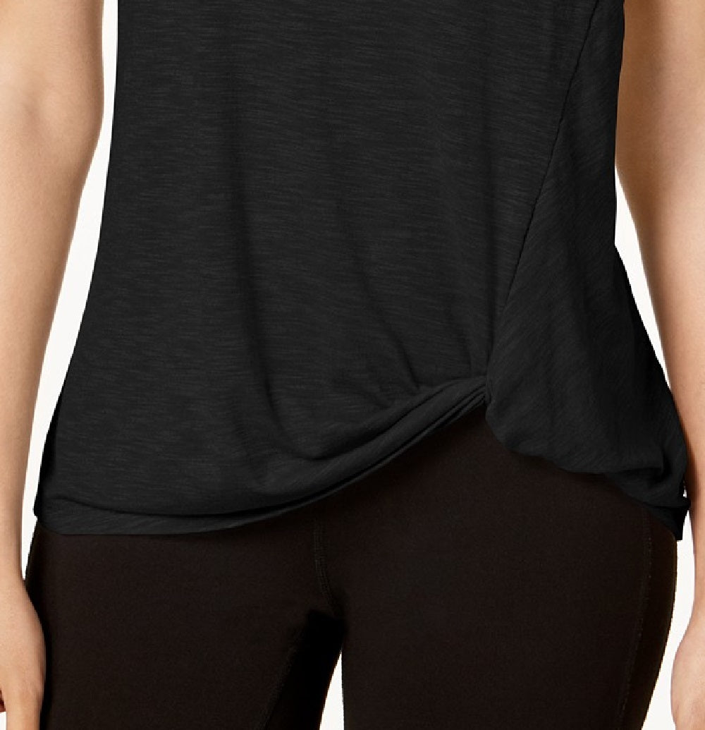 Camiseta feminina Ideology com nó frontal, preta, tamanho pequeno