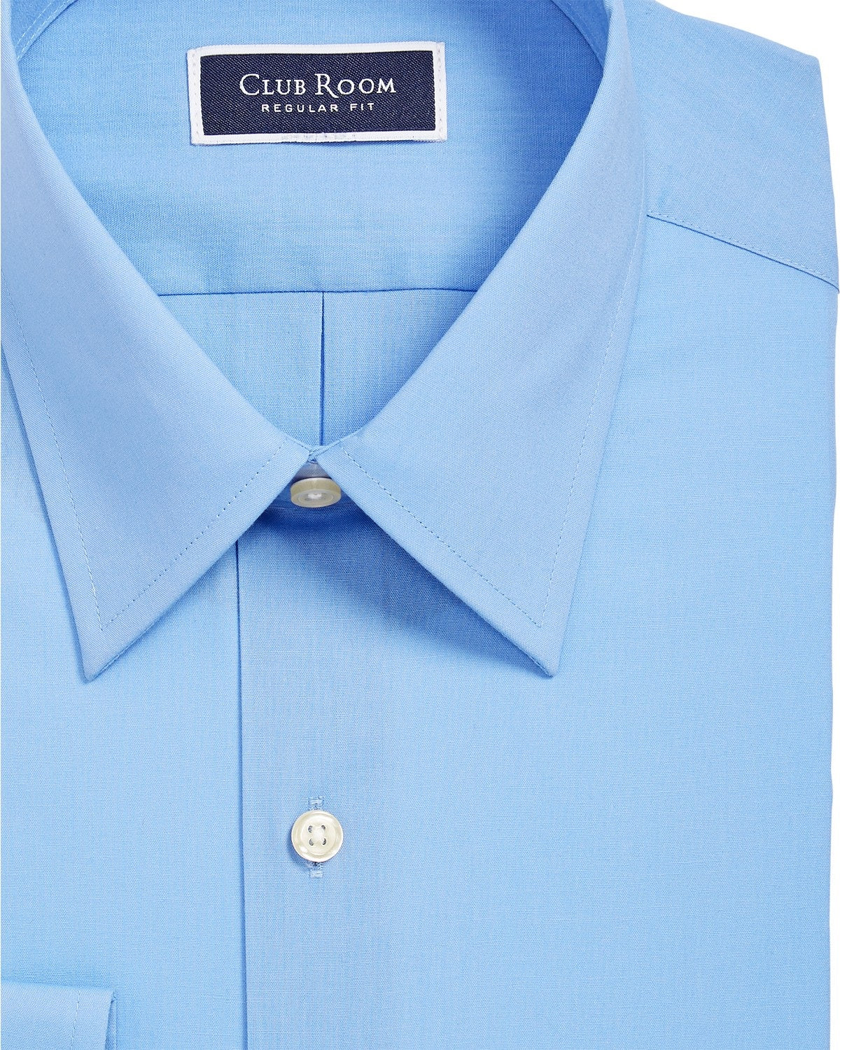 Camisa social masculina Club Room Classic/Regular Fit, lisa, azul francês, tamanho 16,5x32-33