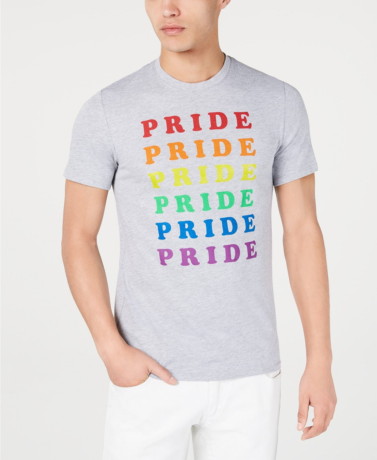 Camiseta masculina com estampa Rainbow Pride da INC International Concepts, cinza, tamanho pequeno