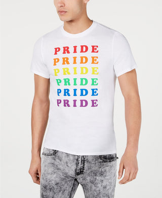 Camiseta masculina com estampa Rainbow Pride da INC International Concepts, branca, tamanho grande