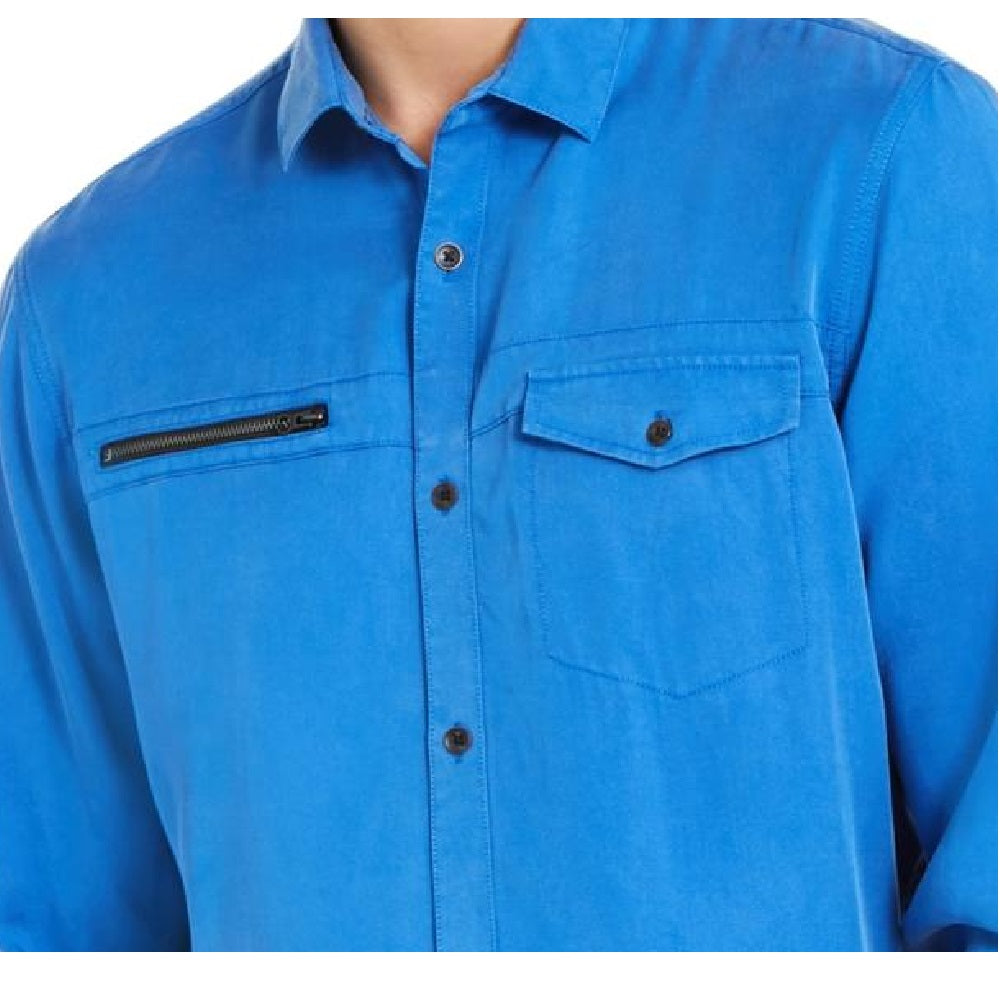 Camisa masculina de liocel INC International Concepts azul brilhante tamanho extra pequeno