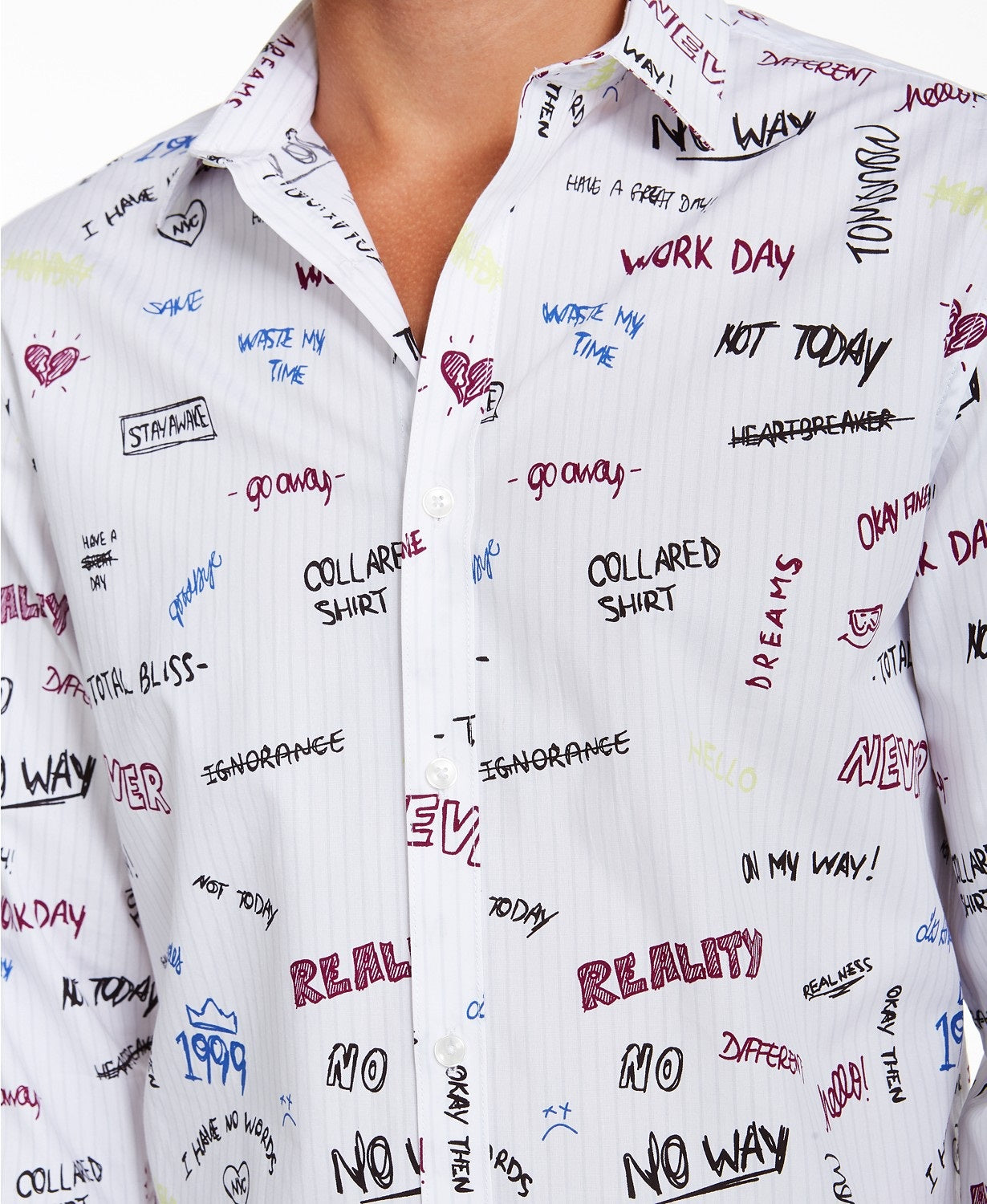 Camisa estampada masculina INC International Concepts Expressions, tamanho grande, branca