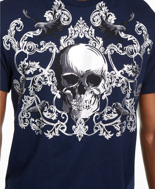 Camiseta gráfica masculina com caveira e pergaminhos da INC International Concepts, tamanho grande