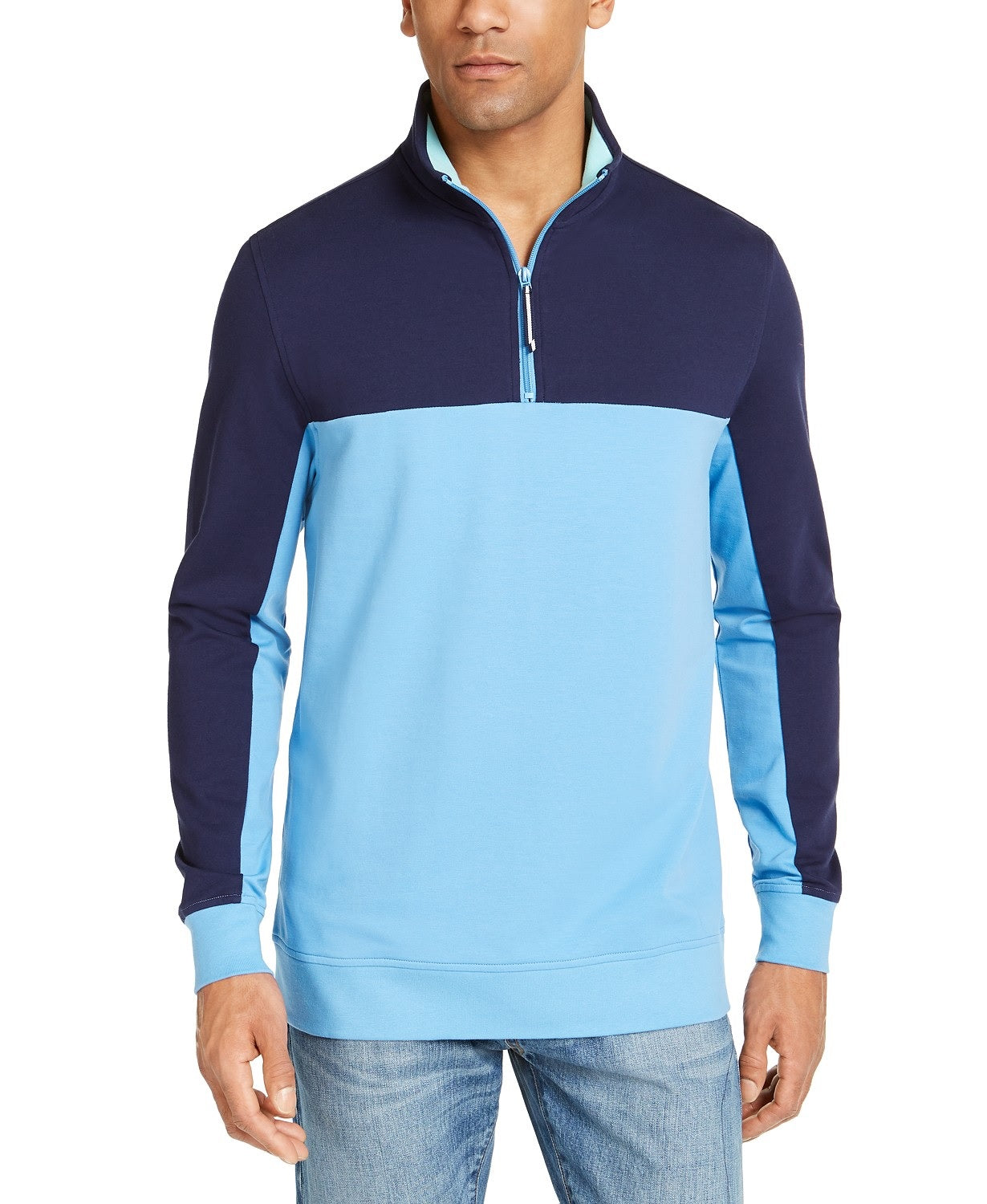 Moletom Club Room Masculino Regular Fit Colorblocked com Zíper 1/4, Tamanho Médio