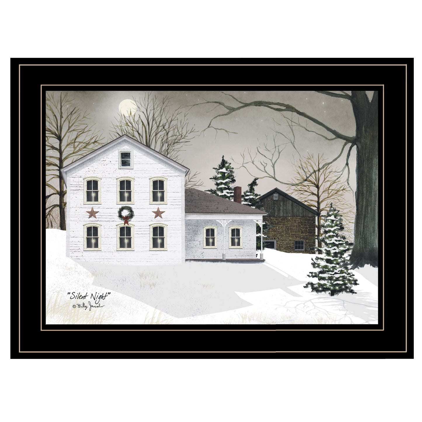 Silent Night' by Billy Jacobs Ready to Hang Holiday Framed Print, Black Frame