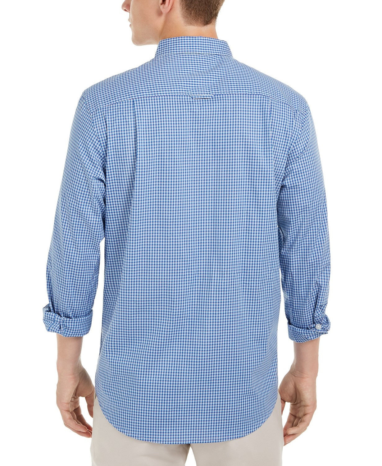 Camisa xadrez masculina Club Room azul tamanho pequeno