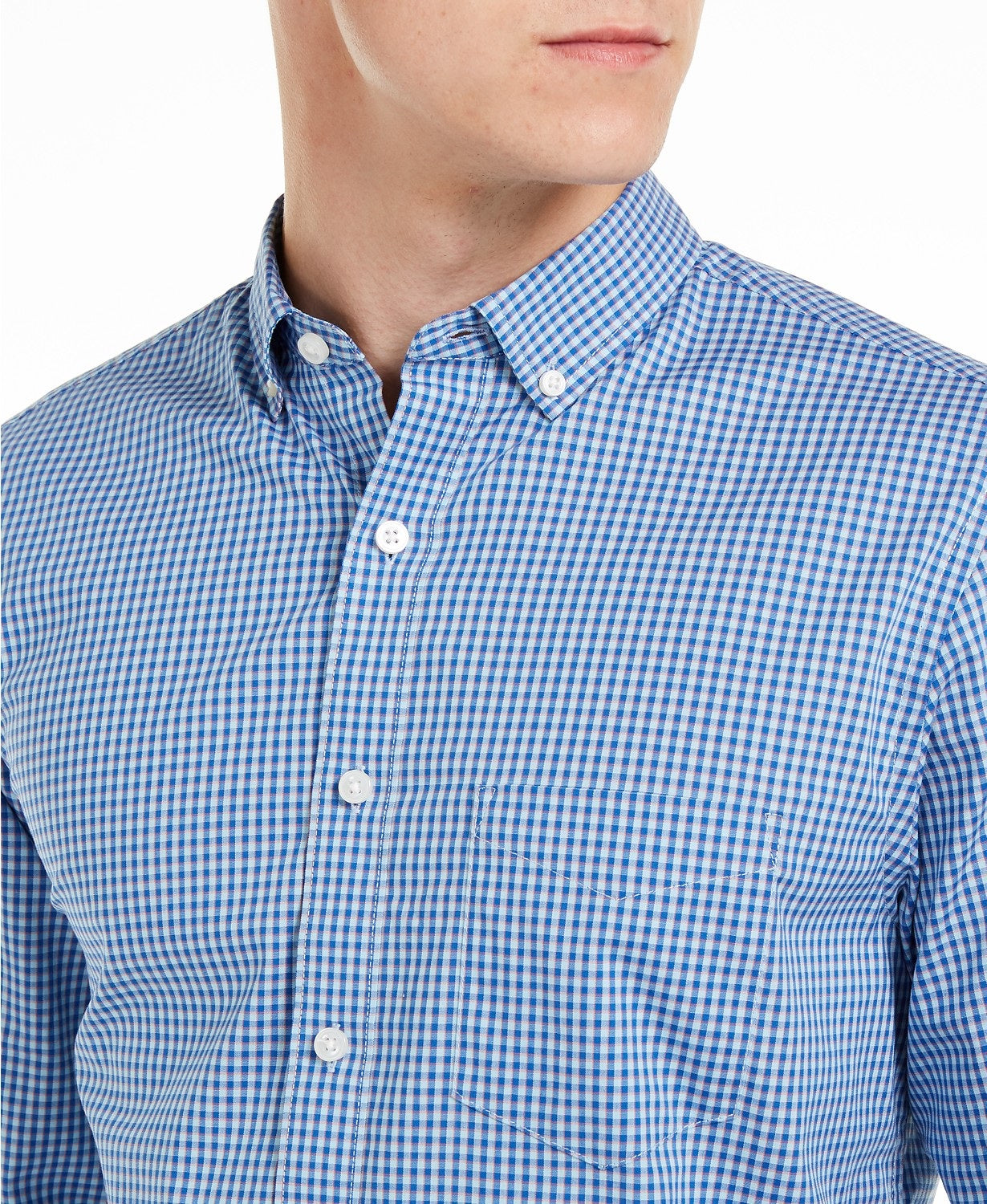 Camisa xadrez masculina Club Room azul tamanho pequeno