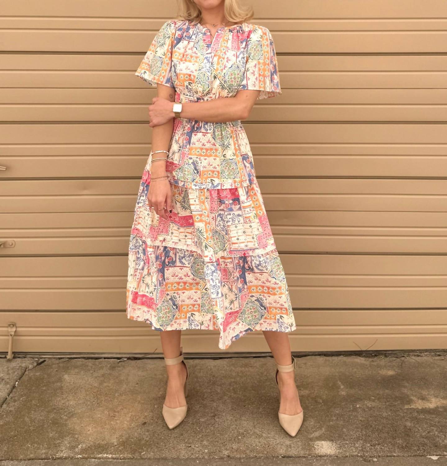 Aureum - Lucia Cotton Poplin Pintuck Midi Dress
