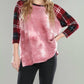 Crepas - Plaid Sleeve Fleece Jersey Tee