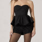 Astr - Melia Strapless Pleated Peplum Top