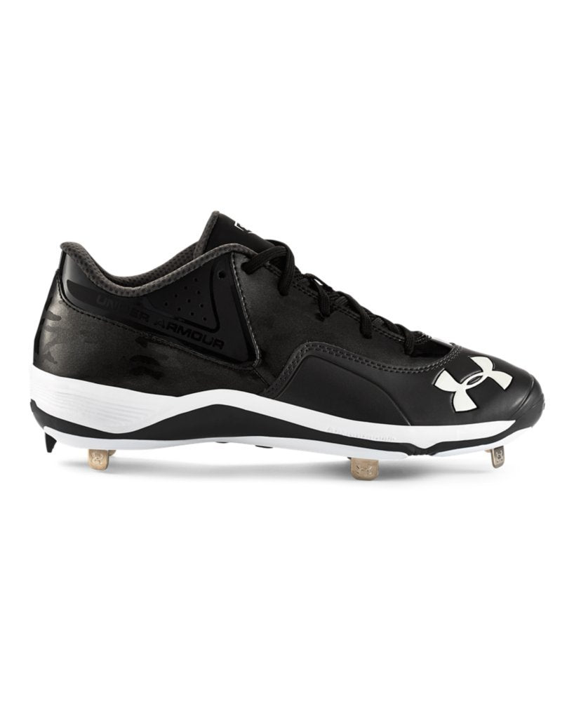 Chuteiras Under Armour Ignite Low ST CC Metal Masculinas Pretas/Cinza Tamanho 13,5 D Médio EUA