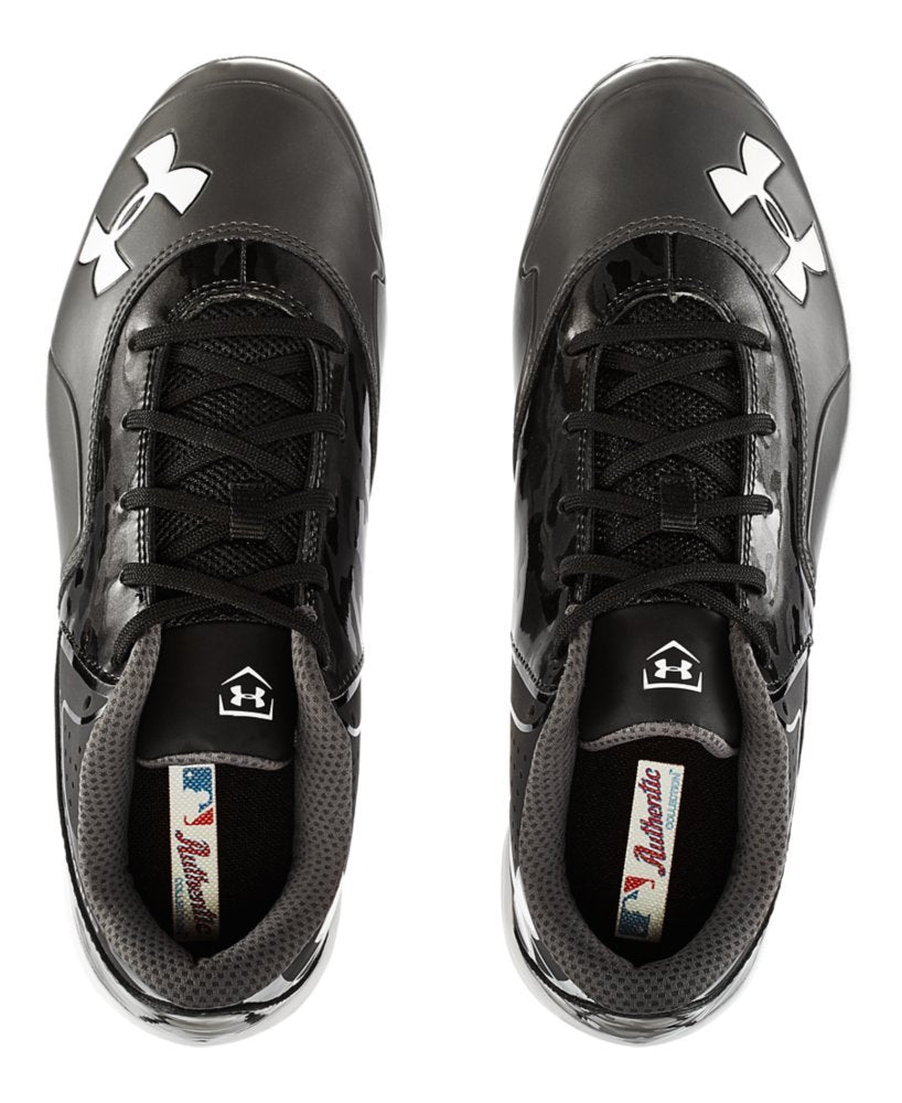 Chuteiras Under Armour Ignite Low ST CC Metal Masculinas Pretas/Cinza Tamanho 13,5 D Médio EUA