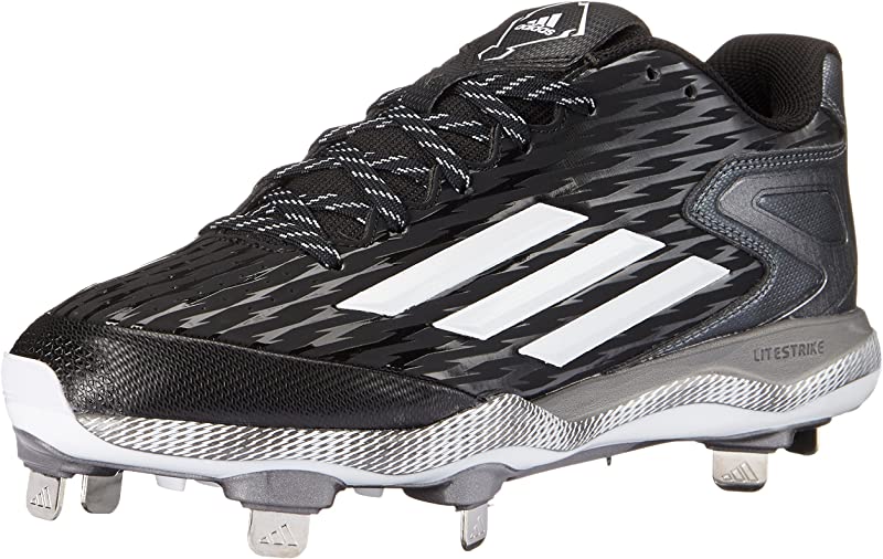 Tênis de beisebol Adidas PowerAlley 3 masculino, preto/branco, tamanho 14 D, médio, EUA