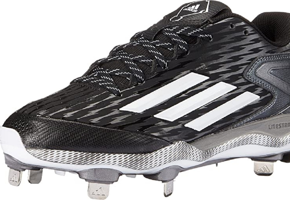 Tênis de beisebol Adidas PowerAlley 3 masculino, preto/branco, tamanho 14 D, médio, EUA