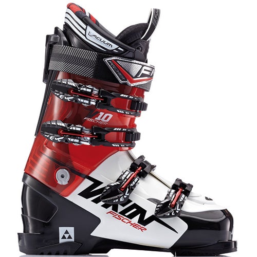 Botas de esqui alpino Fischer Viron 10 Vacuum CF para homem, brancas/vermelhas, tamanho 8,5 D, médio, EUA