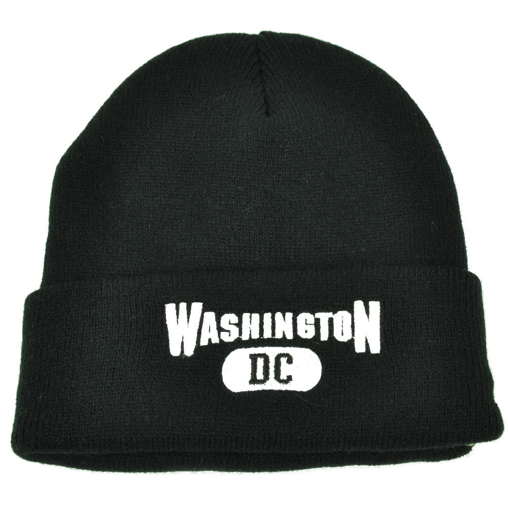 Washington DC Virginia Cuffed Black White USA Capital Knit Beanie City Kirk Wood