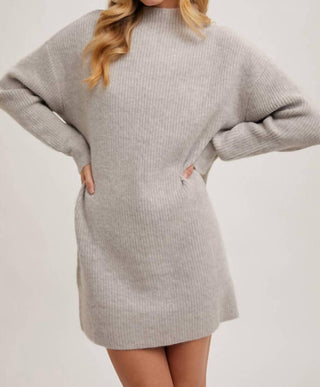 Bluivy - Mock Neck Knit Sweater Dress