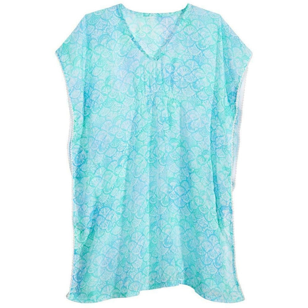 Saída de praia estampada com decote em V e acabamento em pompom Summer Crush Big Girls, tamanho pequeno