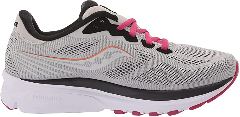 Tênis de corrida Saucony Ride 14 feminino, cor neblina/cereja