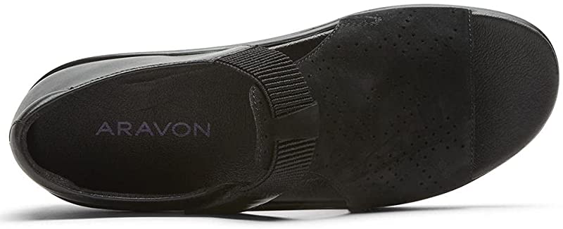 Sandália Aravon Duxbury Comfort com tira em T para mulheres, preta, tamanho 9 B(M) EUA