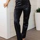 Judy Blue - Women's High Waist Tummy Control Faux Leather Straight Leg Pants