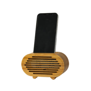 Creative Gifts International - Amplificador de bambu/Suporte de telefone oval