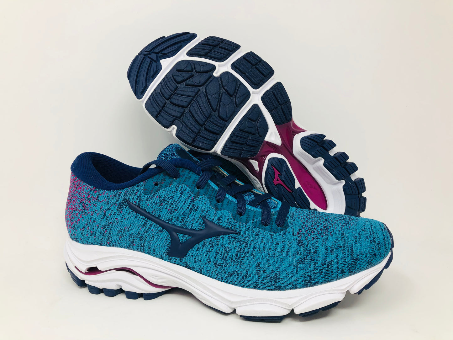 Tênis de corrida Mizuno Wave Inspire 16 Knit feminino, esmalte/medieval