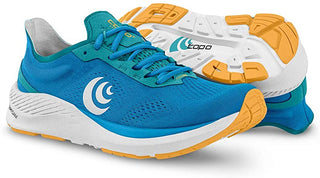 Tênis de corrida feminino Topo Athletic Cyclone Sky/Dourado