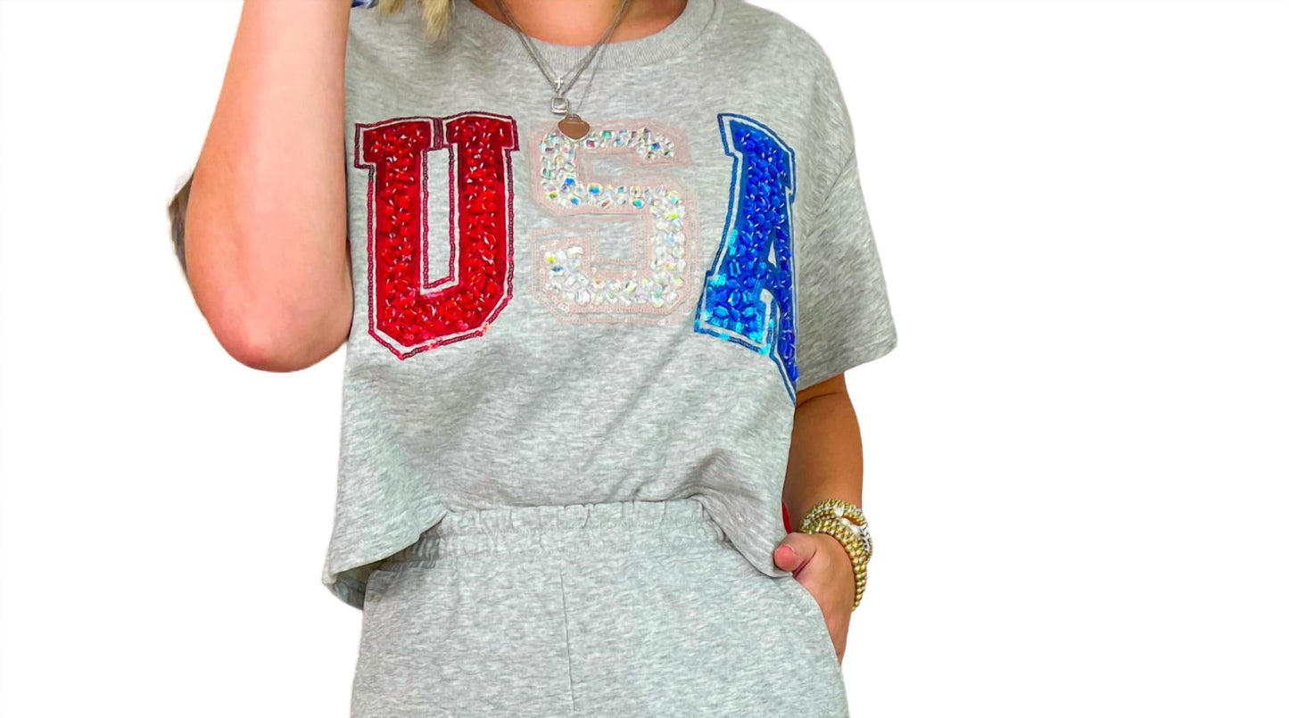 Queen Of Sparkles - Beaded USA Top