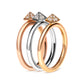 14K Tri Color Gold 1/3 Cttw Diamond Pyramid Stackable Band Ring Set (G-H Color, SI1-SI2 Clarity) - Size 7