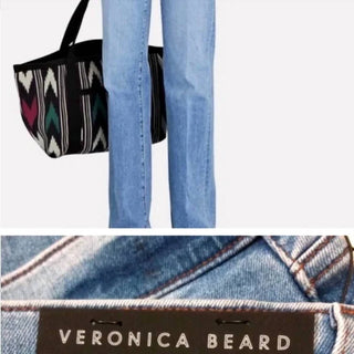 Veronica Beard - Calça jeans Crosbie de perna larga com bolsos aplicados