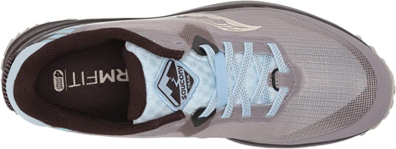 Tênis de corrida de trilha Saucony Peregrine 11 feminino Zinco/Sky/Loom