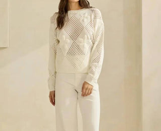 Able - Blusa de malha vazada com bordado de flores