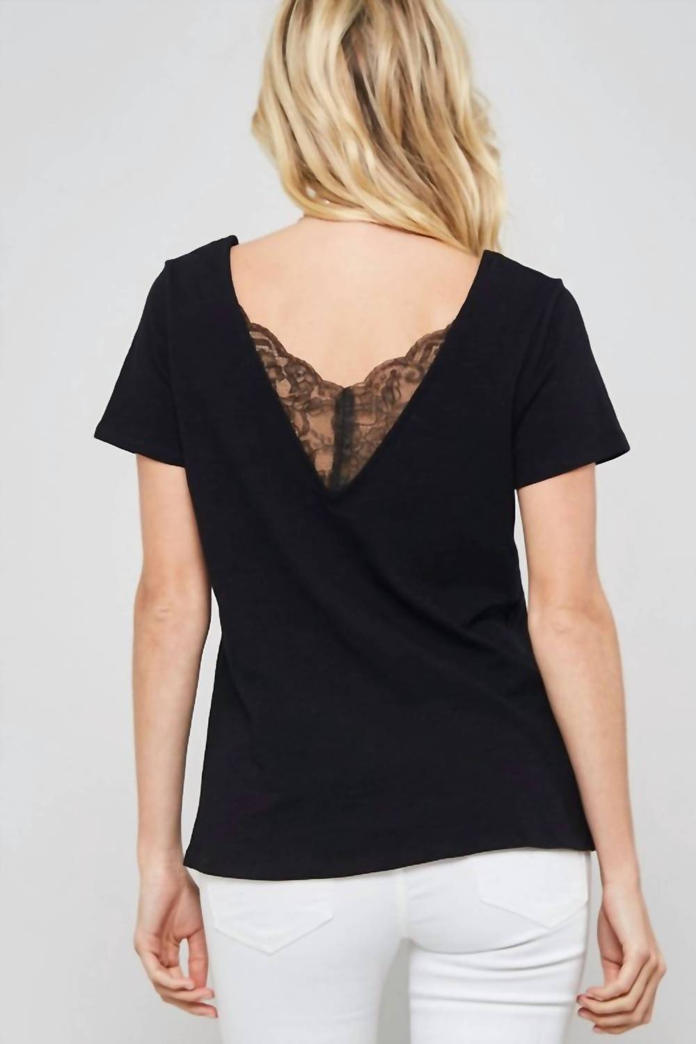Promesa - Lace-Trimmed Burnout V-Back Tee