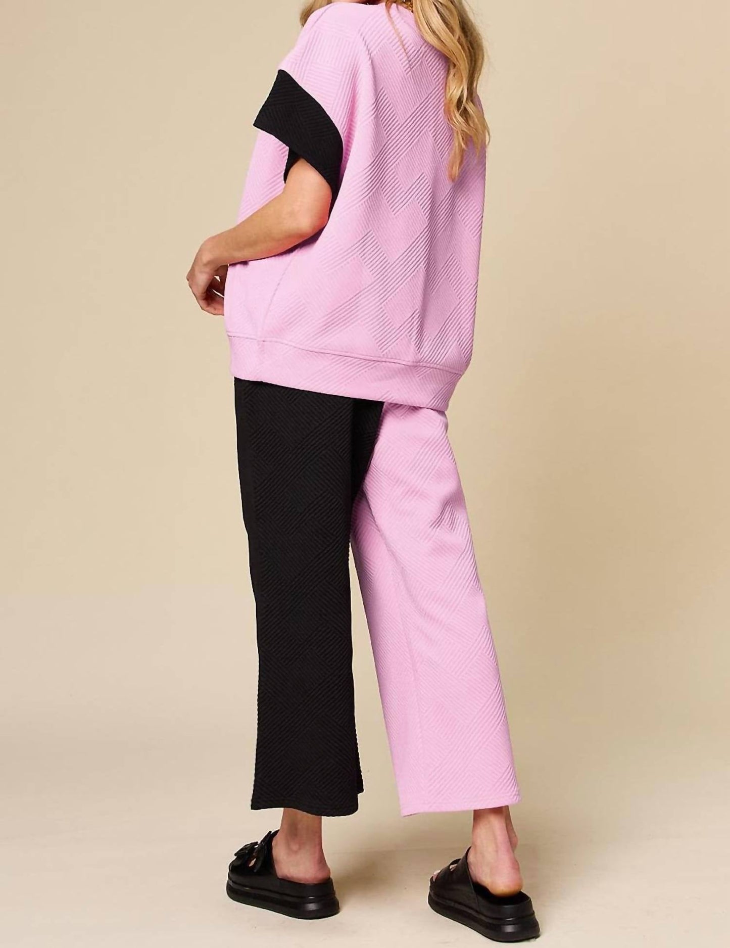 Double Take - Chic Textured T-Shirt & Pants Set