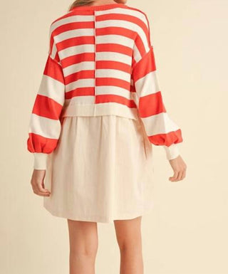 &amp;Merci - Vestido listrado com suéter e dois bolsos