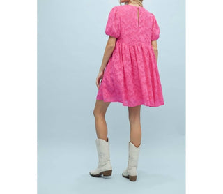 Lista de desejos - Vestido curto babydoll texturizado