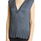 Vince Crushed Sleeveless Double V Neck Blouse Tide Pool Medium
