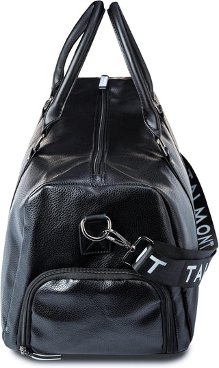 17.7 inch Gym Duffle Leather Bag with Shoe Compartment for Sports Travel - Adjustable Shoulder Strap, Weekender Travel Overnight Bag for Men