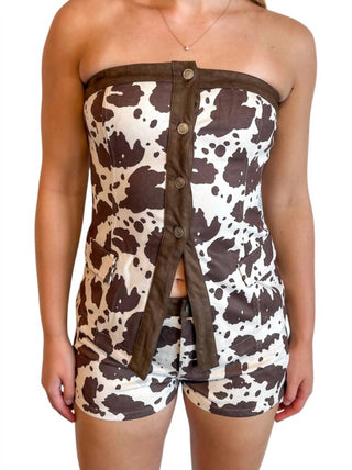 Blue Blush - Cow Town Strapless Top