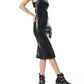 Alice + Olivia - Vegan Leather Chain Strap Midi Dress
