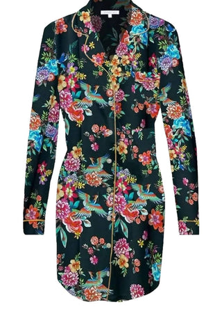 Johnny Was - Camisa de dormir de manga comprida Sognatore Neros