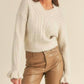 &Merci - Woven Knit Sweater With Flutter Cuff